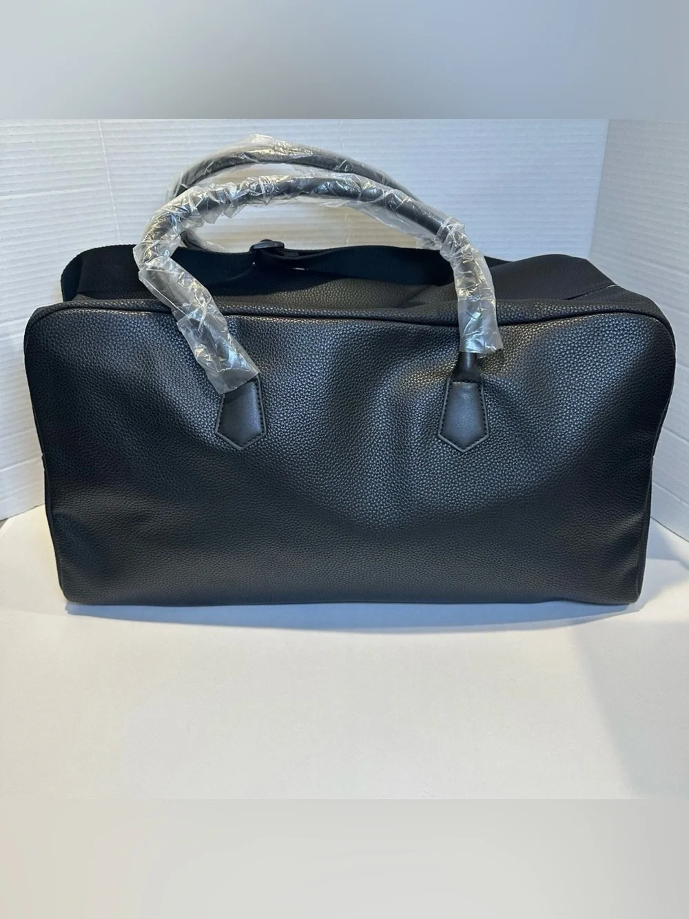Polo Ralph Lauren Black Pebble Leather Duffle Weekender Bag